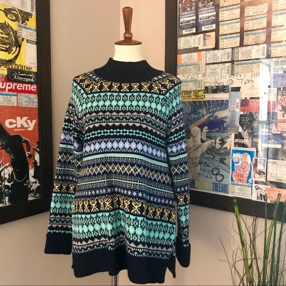NEW YORK & CO Nordic Fair Isle Mock Knit Sweater - Picture 2 of 8